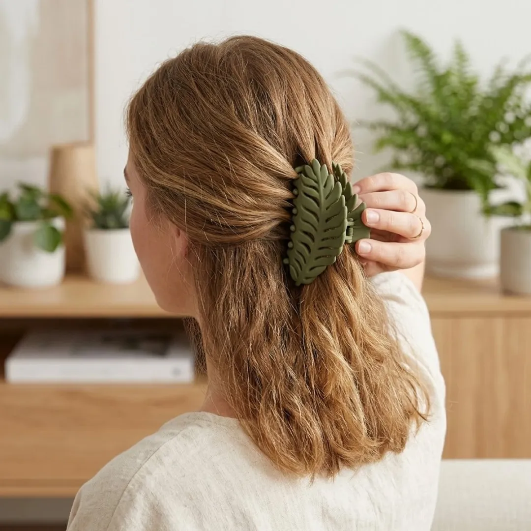 NuveX Bladvormige Haarclip Groen - Matte Kunststof