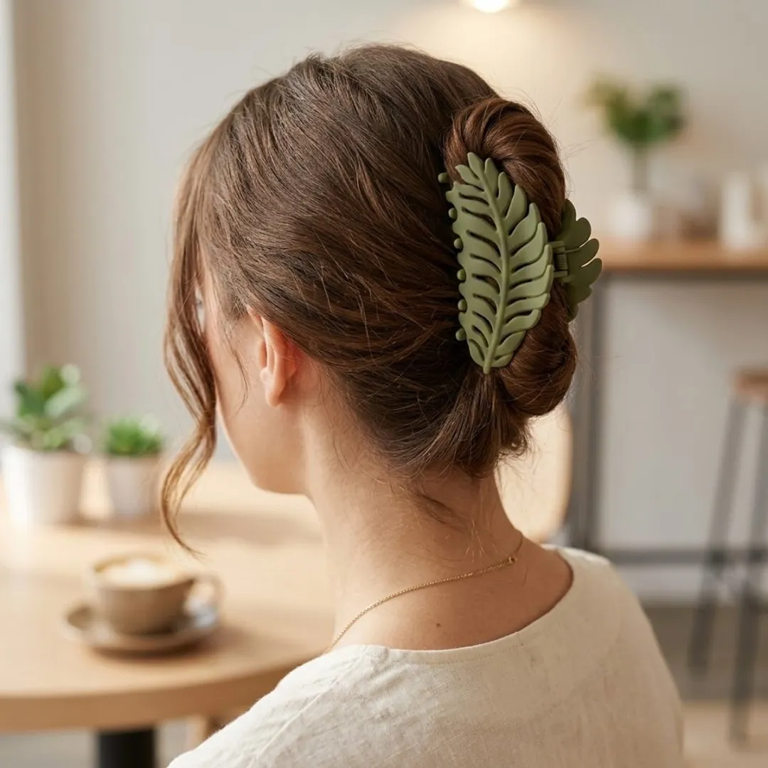 NuveX Bladvormige Haarclip Groen - Matte Kunststof