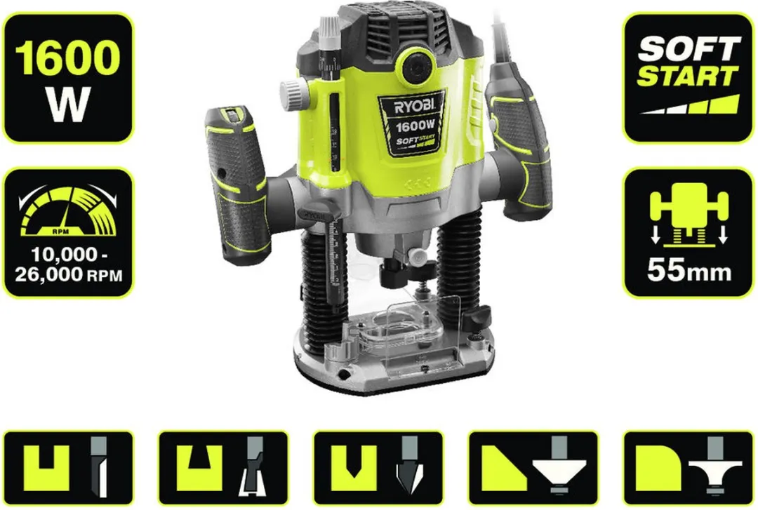 Ryobi RRT1600-K Freesmachine - 1600W - Groen/Zwart