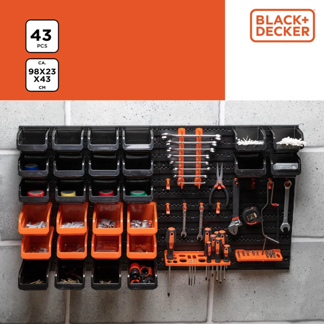 BLACK+DECKER Gereedschapsbord 98x23x43cm - 43 Onderdelen - Zwart