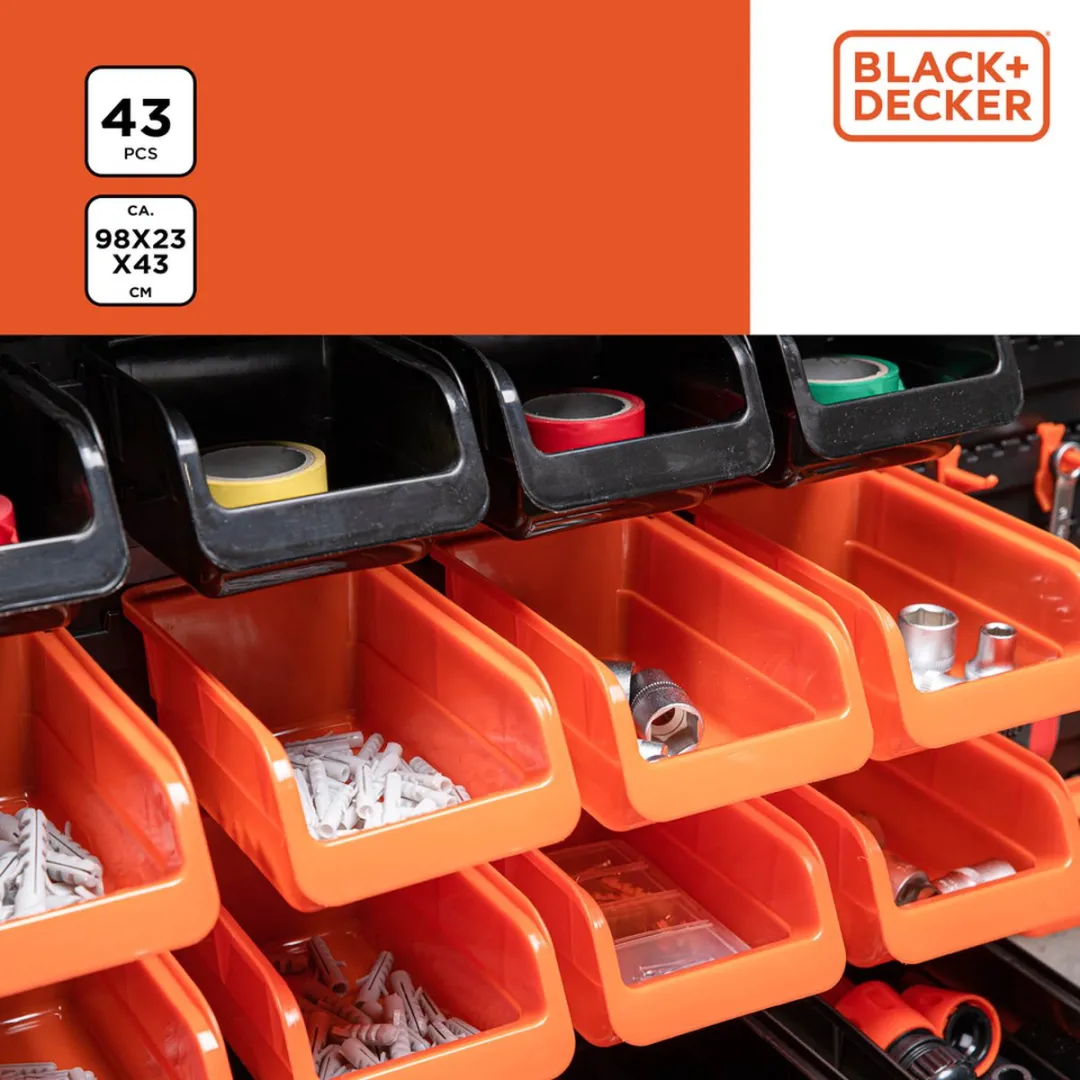 BLACK+DECKER Gereedschapsbord 98x23x43cm - 43 Onderdelen - Zwart