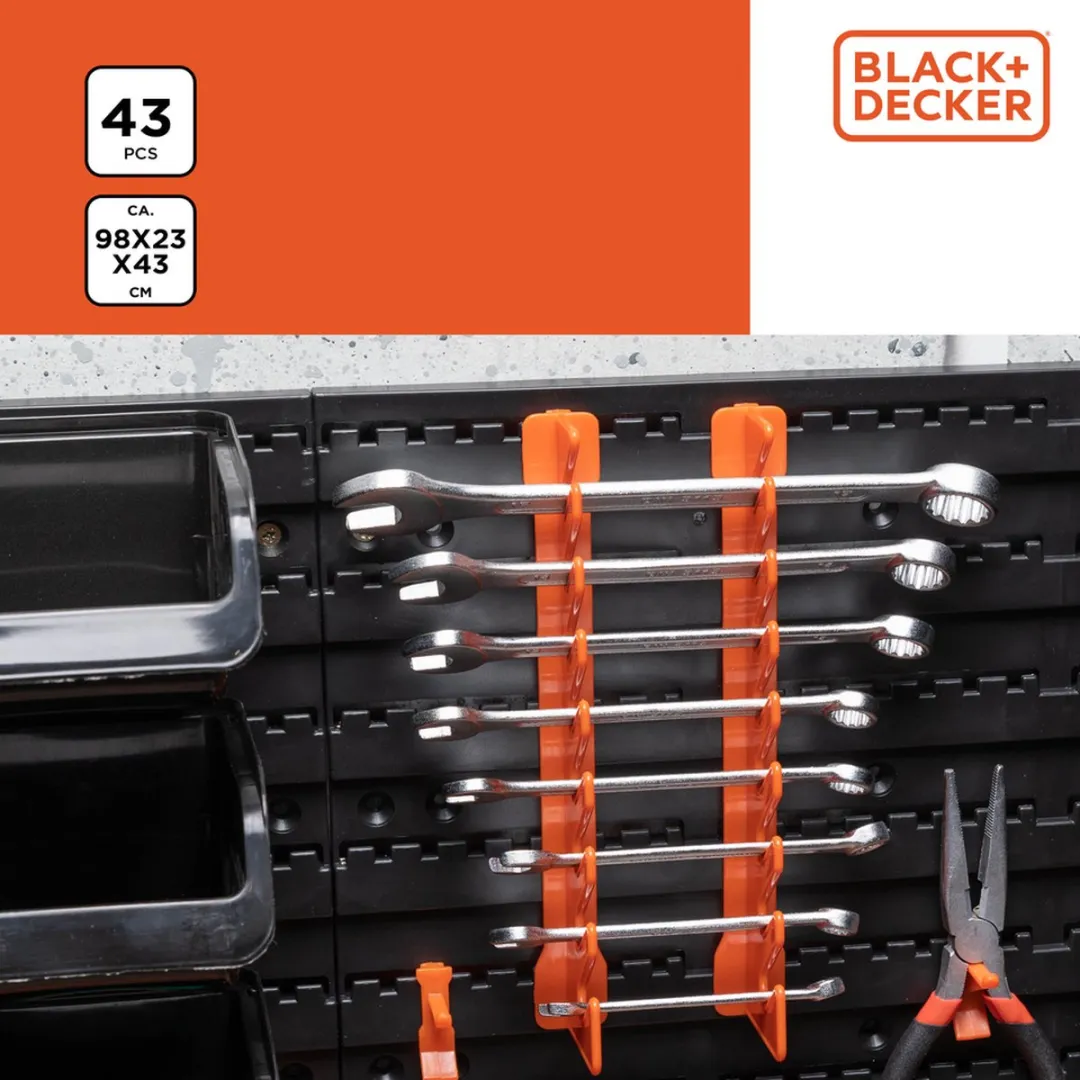 BLACK+DECKER Gereedschapsbord 98x23x43cm - 43 Onderdelen - Zwart