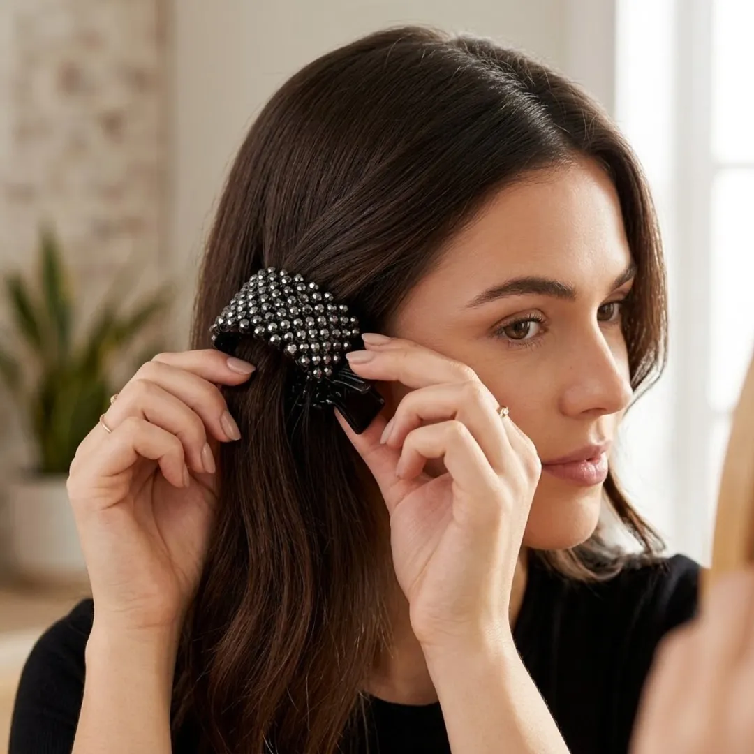NuveX Luxe Haarclip Strass Zwart - Mini Claw Clip