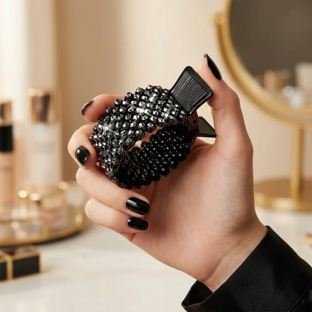 NuveX Luxe Haarclip Strass Zwart - Mini Claw Clip