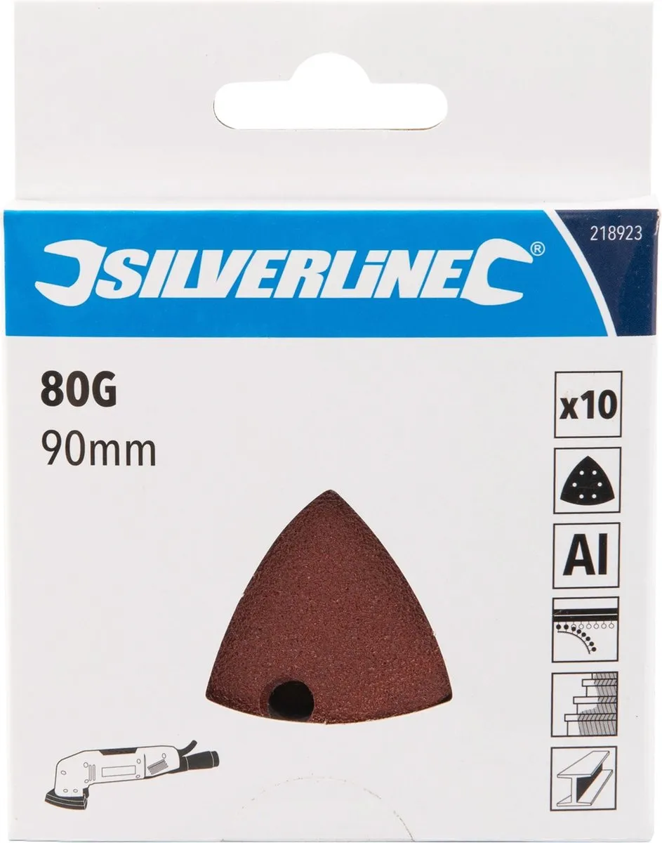 Silverline Driehoekige Schuurvellen Klittenband Korrel 80 - 10 Stuks - afbeelding 6 van 6