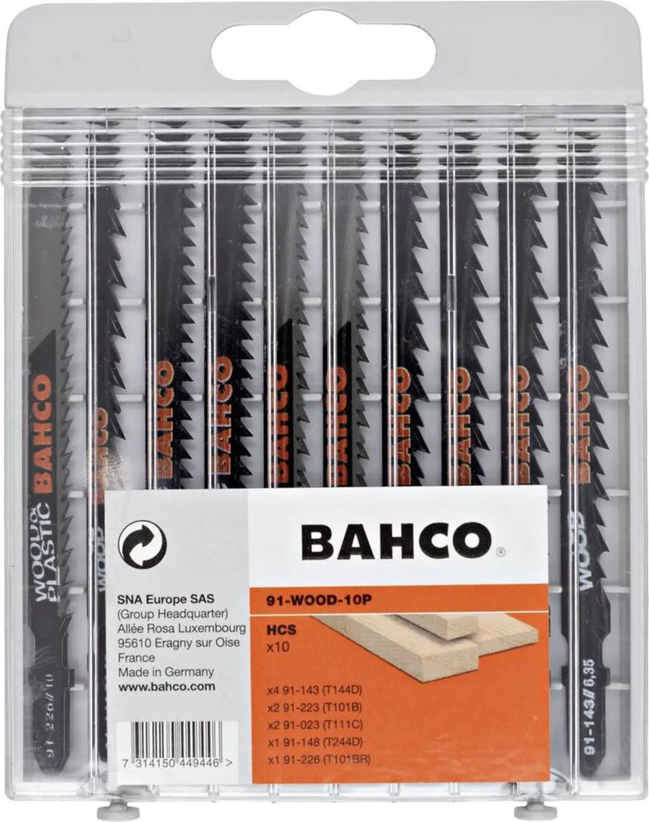 Bahco 91-WOOD-10P Decoupeerzaagbladen - 10-delig - Metaal