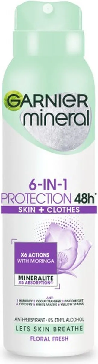 Garnier Mineral 6-in-1 Floral Fresh Anti-transpirant Spray 150ml