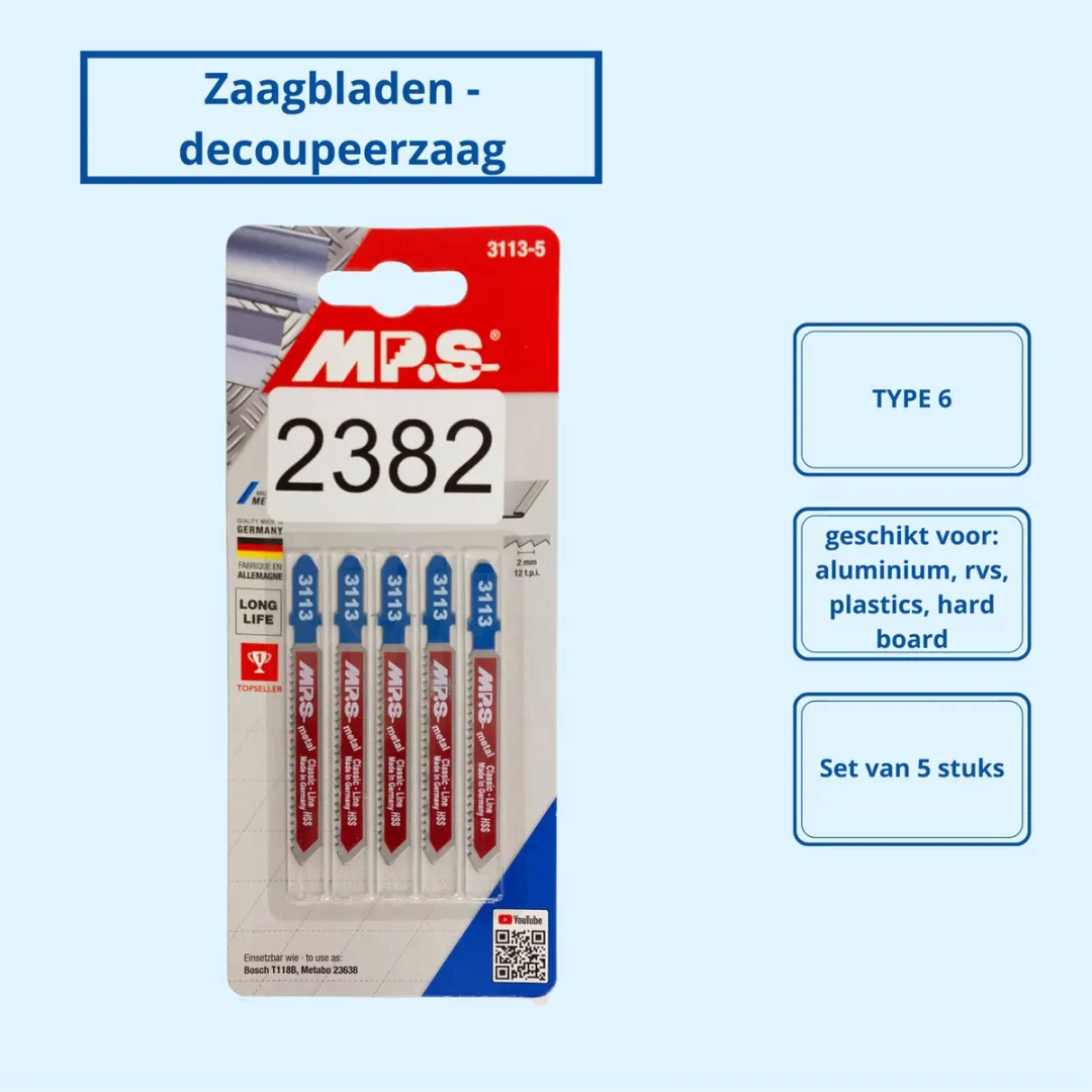 TETRA Tools Decoupeerzaagzaagbladen - 5 Stuks - o.a. Aluminium/Hout