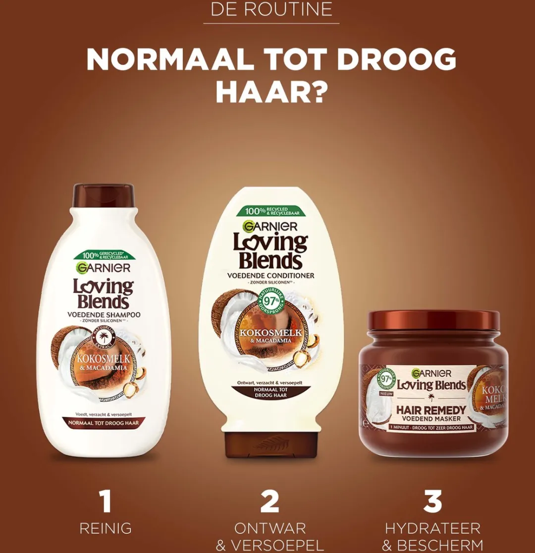 Garnier Loving Blends Kokosmelk & Macadamia Shampoo - 6x300ml