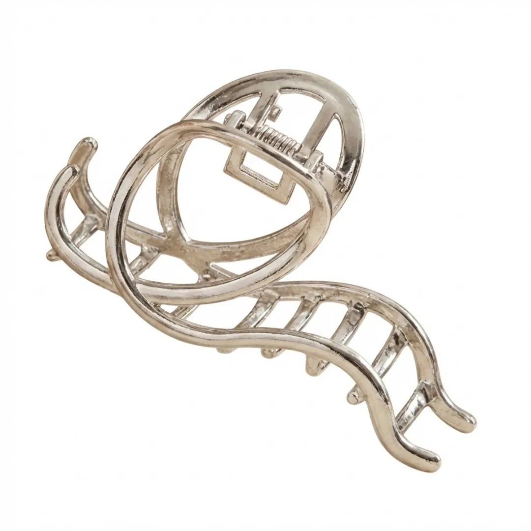 NuveX Zilverkleurige Haarclip - Golvend Metaal Design - Sterke Grip