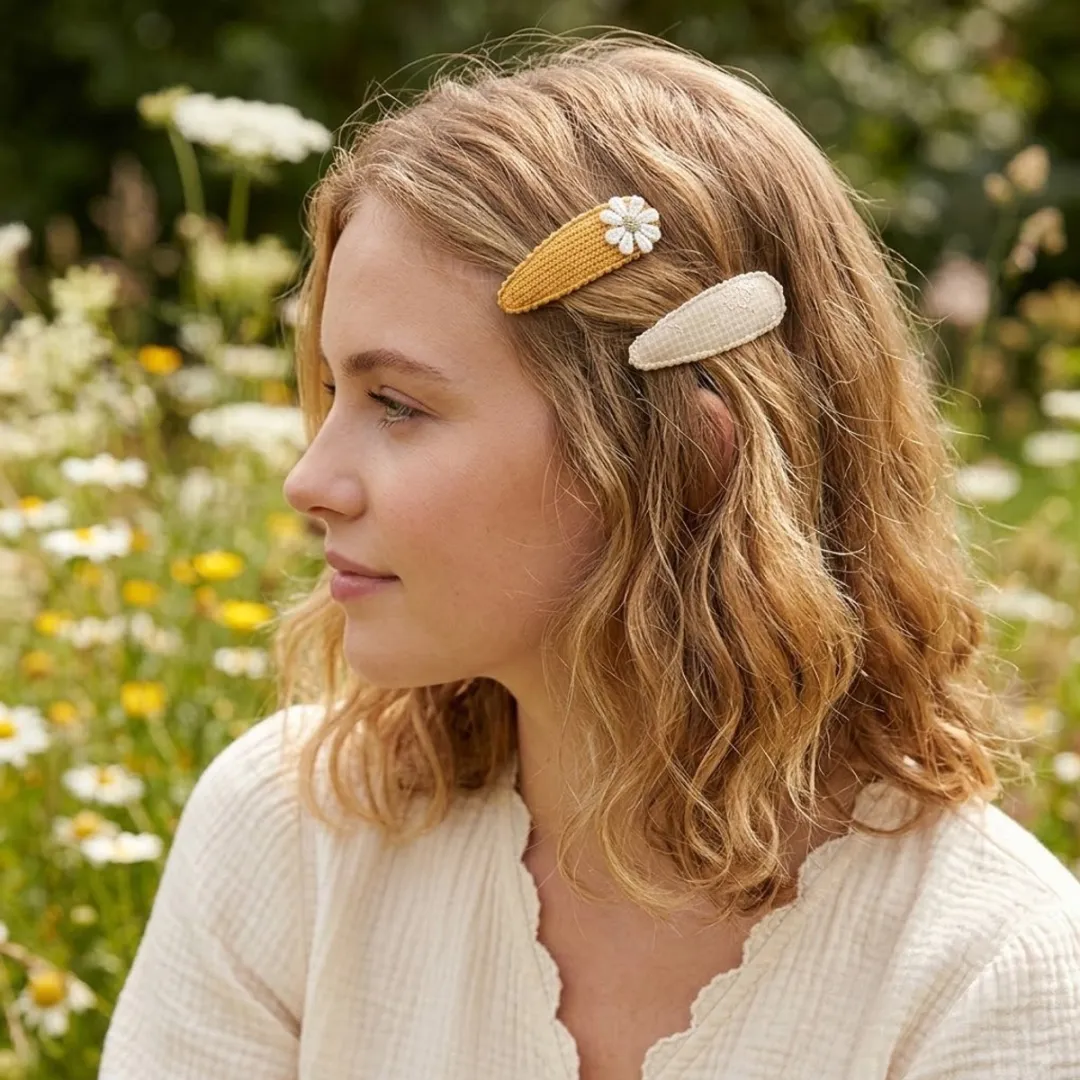 NuveX Haarspeldjes Set 5 Stuks - Beige/Wit/Rozet
