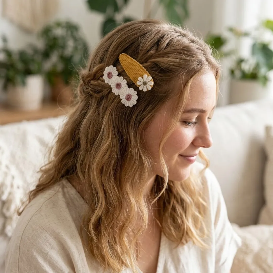 NuveX Haarspeldjes Set 5 Stuks - Beige/Wit/Rozet