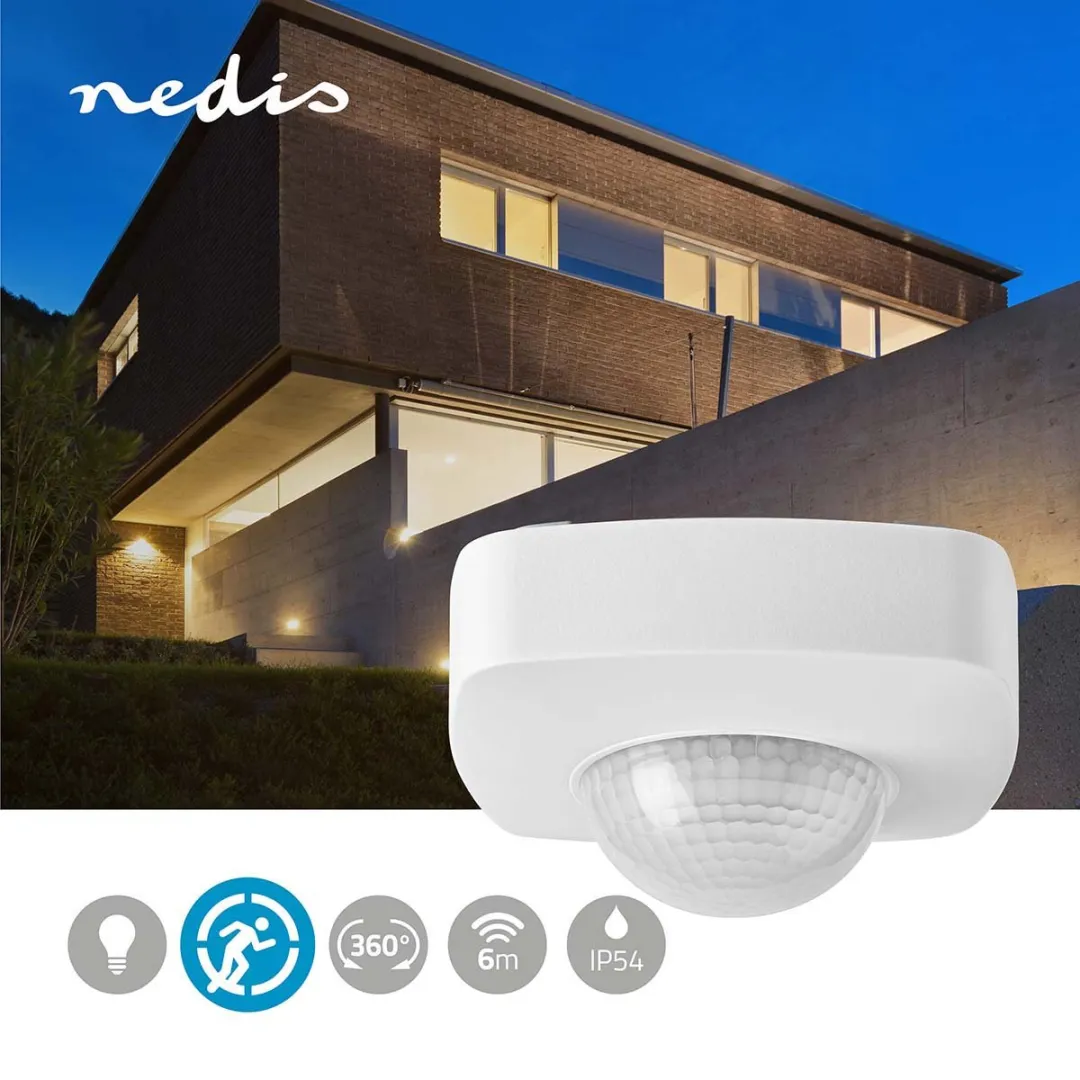 Nedis Bewegingsdetector PIRPO32WT - Binnen/Buiten 360° - 300W