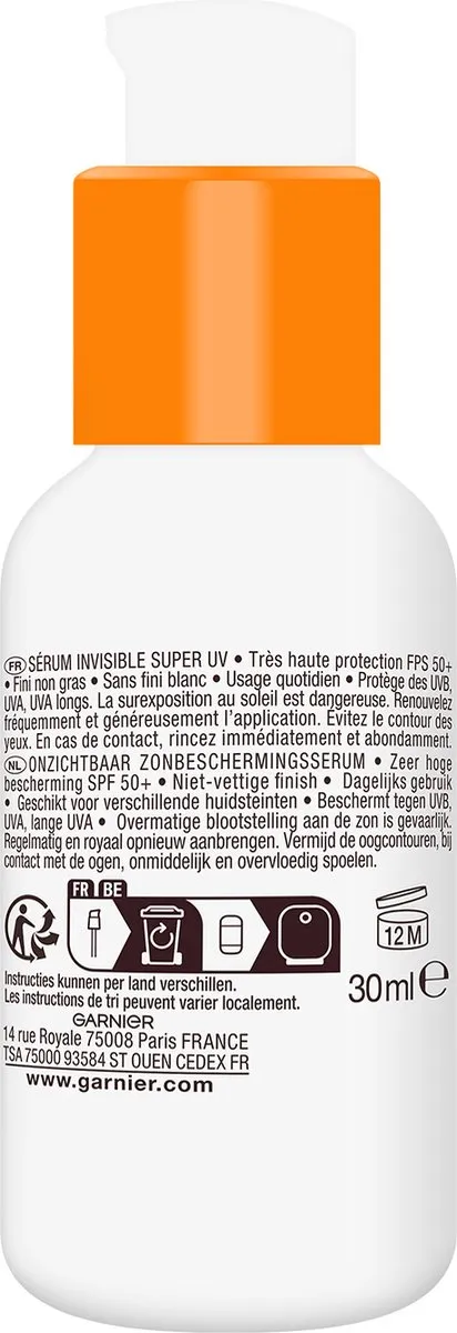 Garnier Ambre Solaire Dagelijkse Invisible Serum SPF50+ 30ml