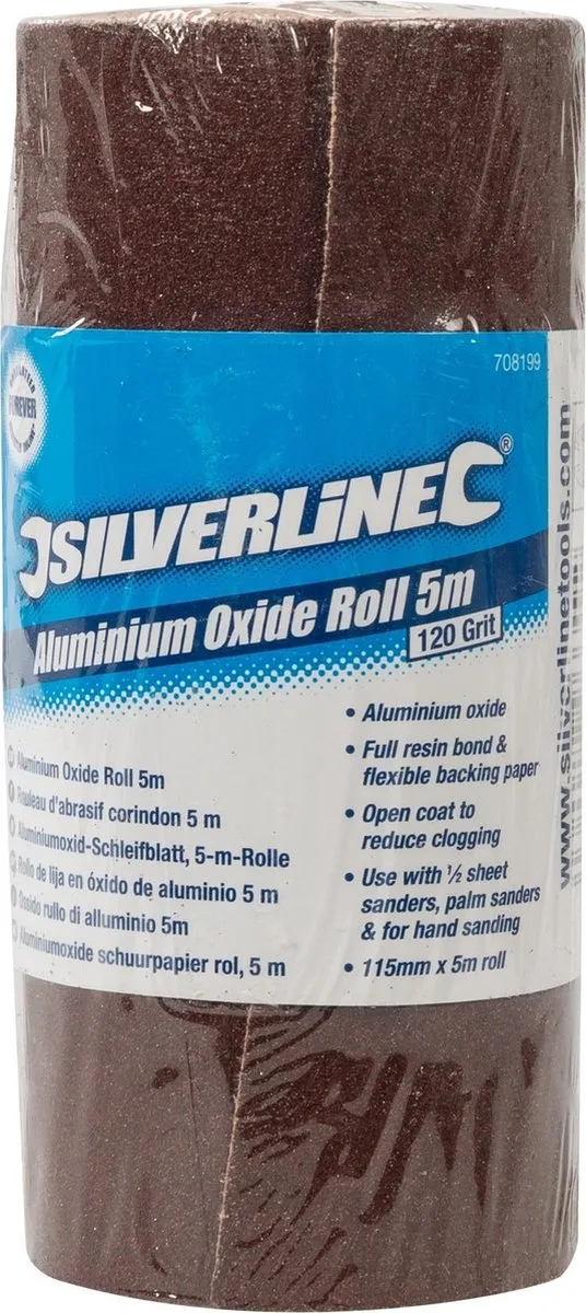 Silverline Schuurpapierrol Aluminiumoxide K120 - 5m