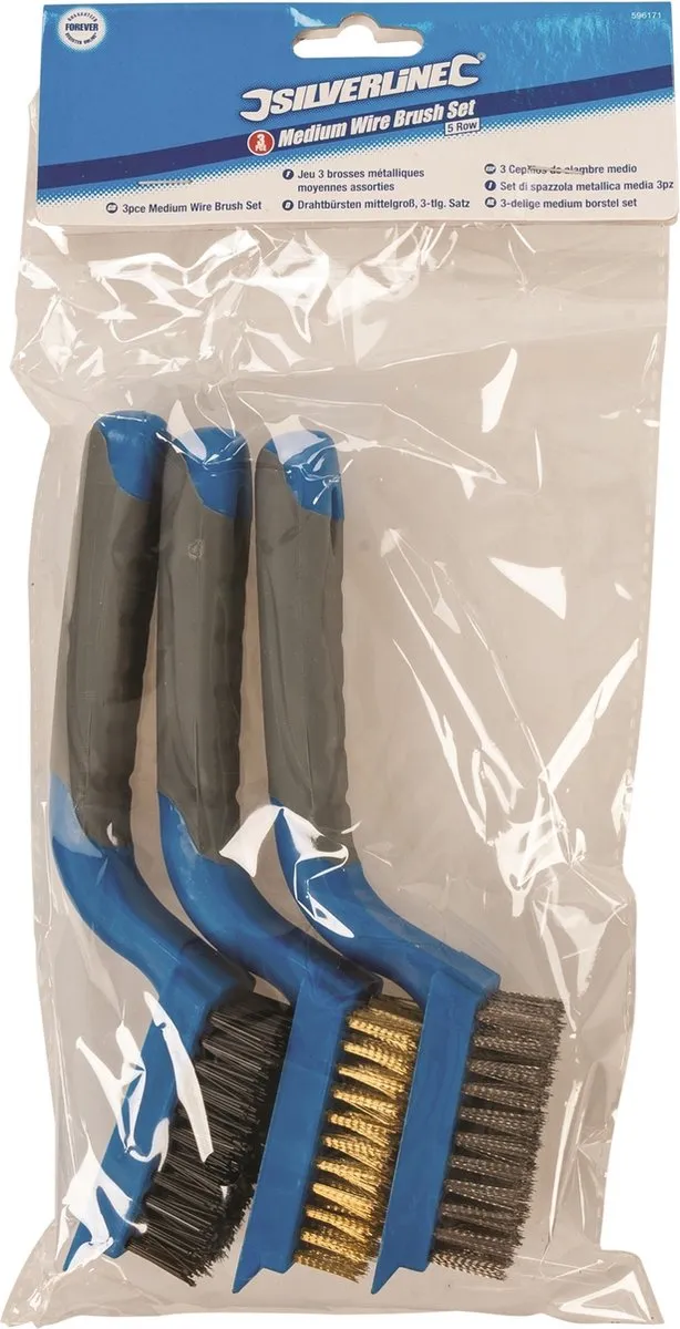 Silverline Borstelset Nylon/Messing/RVS - 3-delig - 190mm