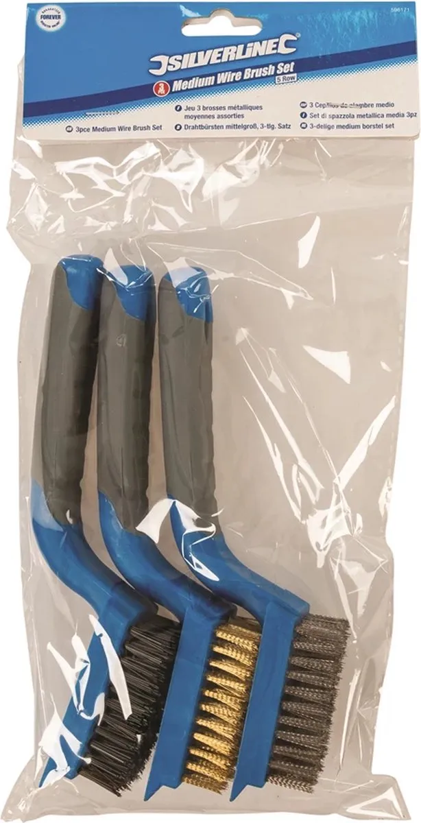 Silverline Borstelset Nylon/Messing/RVS - 3-delig - 190mm - afbeelding 6 van 6