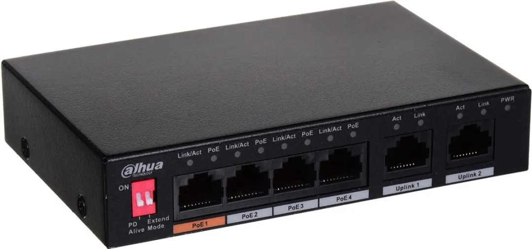 Dahua PFS3006-4ET-60-V2 PoE Switch - 4 Poorten 802.3af/at