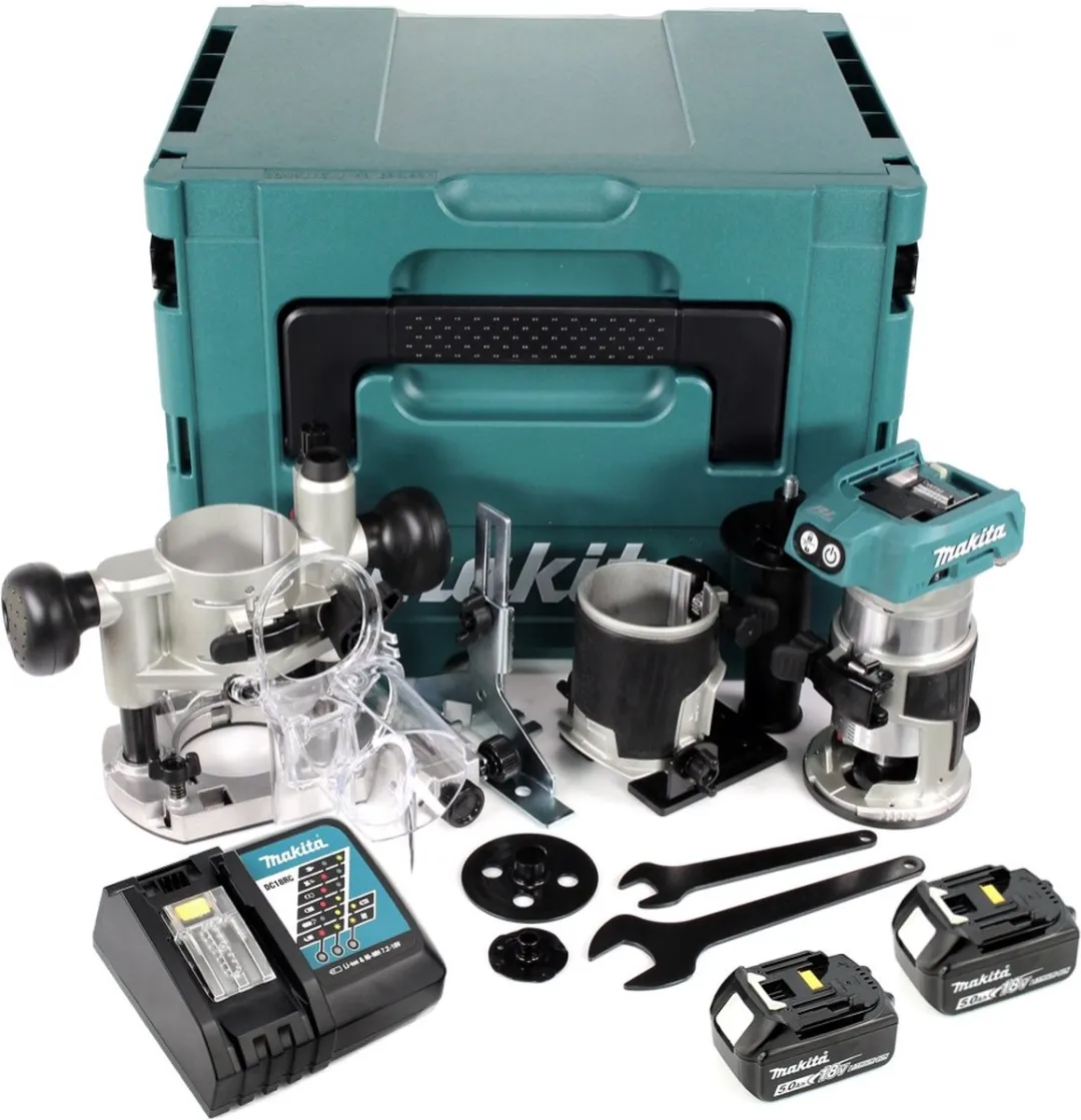 Makita DRT50RTJ X2 Multifunctionele Fress 18V - 2x 5.0Ah + Oplader