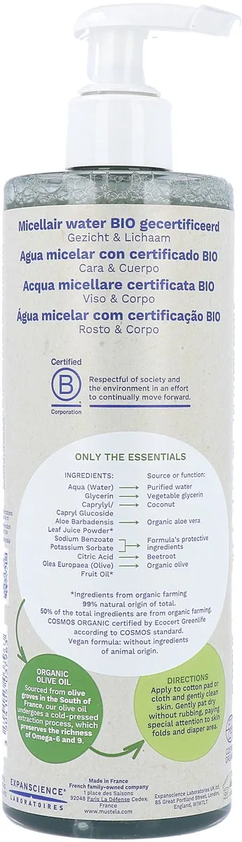Mustela Bebé Bio Micellair Water 400ml