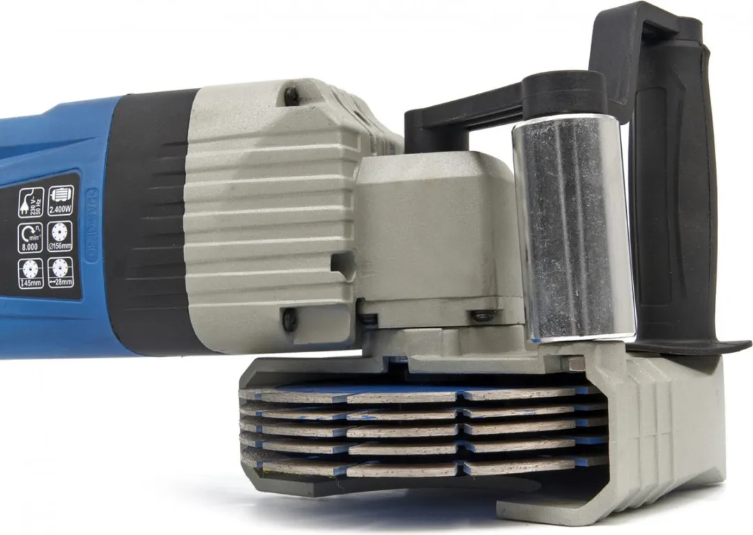 HBM Professionele Muurfrees 2400W - 5x Diamantschijven Ø156mm - Blauw