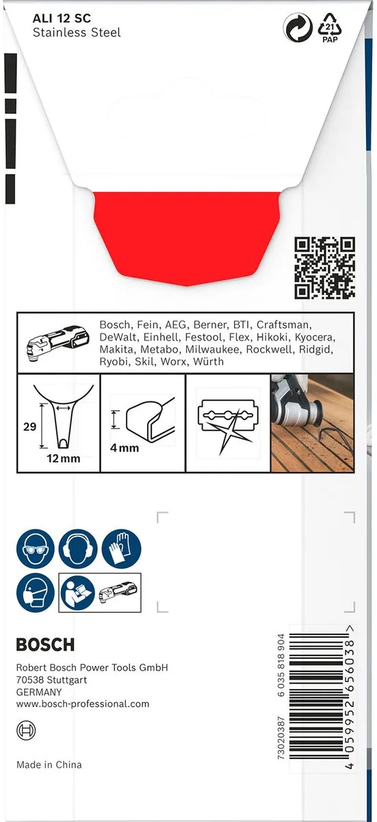 Bosch Professional PRO ALI 12 SC Zaagblad 4x12mm - Oscillerend