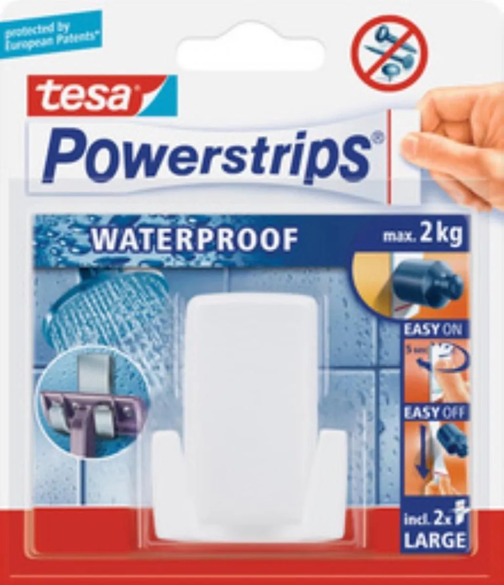 Tesa scheermeshouder - 1x - wit - kunststof - 2 kg - waterproof - Badkamer benodigdheden/accessoires - Opplak houder scheermes