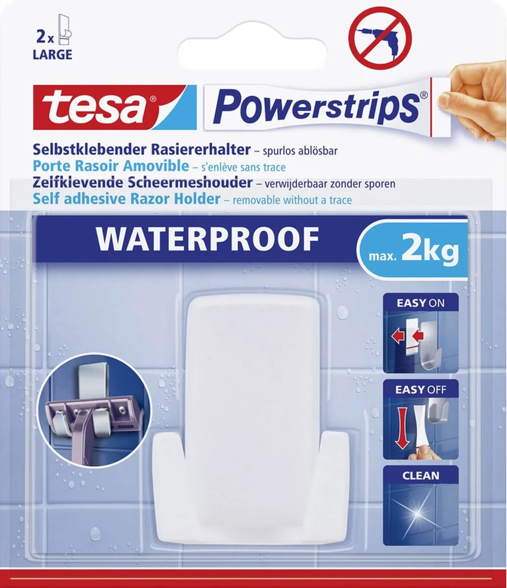 Tesa Scheermeshouder 1x - Wit - Waterproof - afbeelding 6 van 6