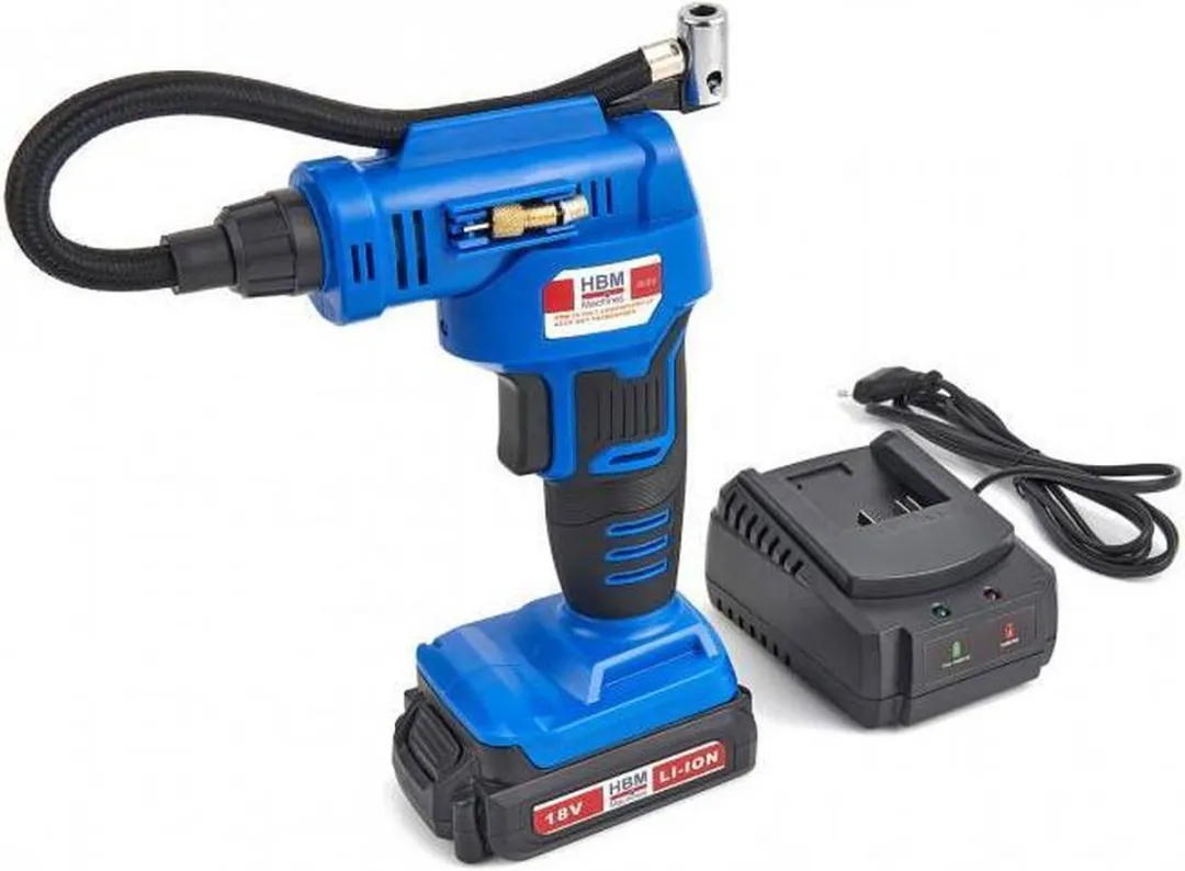 18 Volt compressor op accu met toebehoren