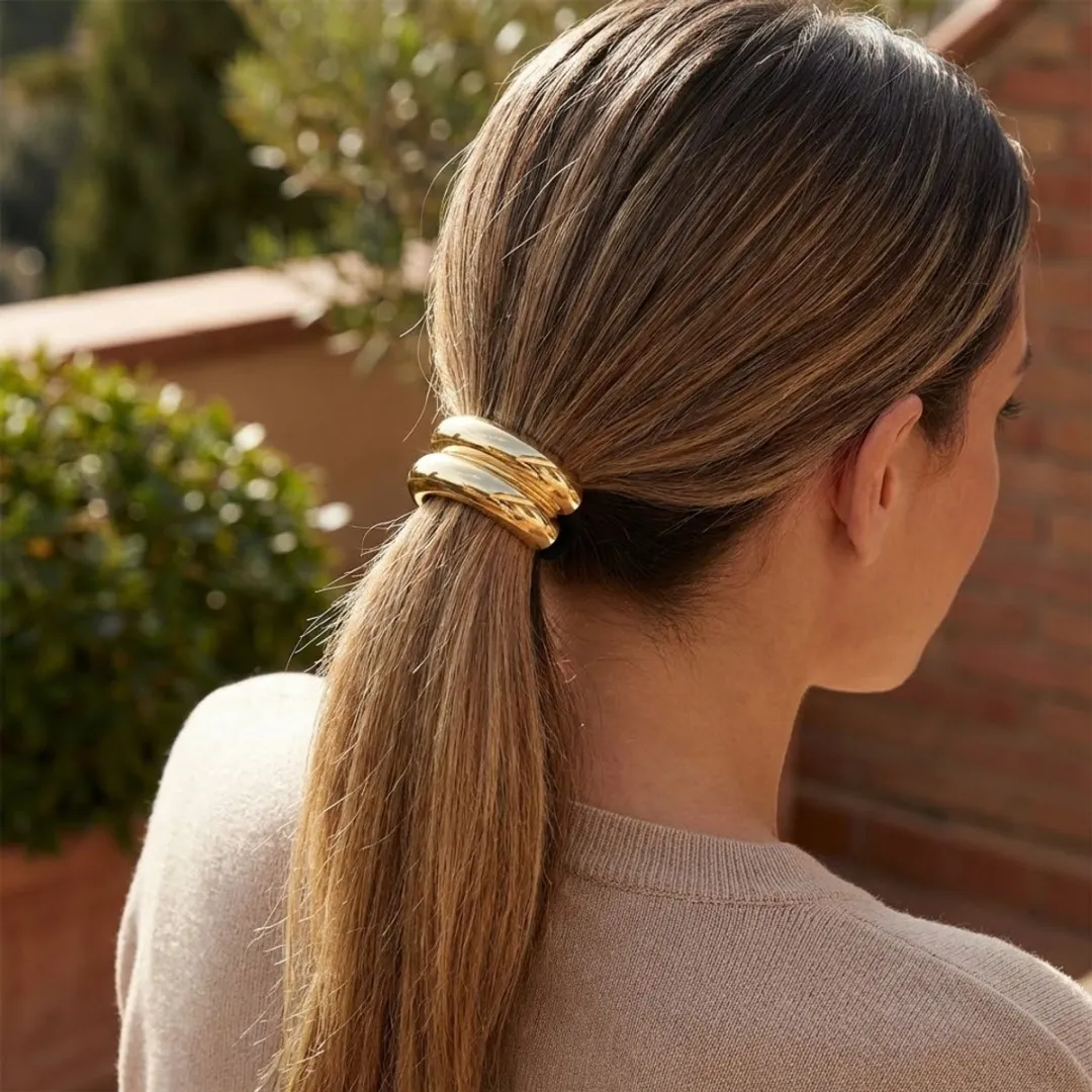 NUVEX Goudkleurige Haarband Cuff - Metallic Ponytail Accessoire
