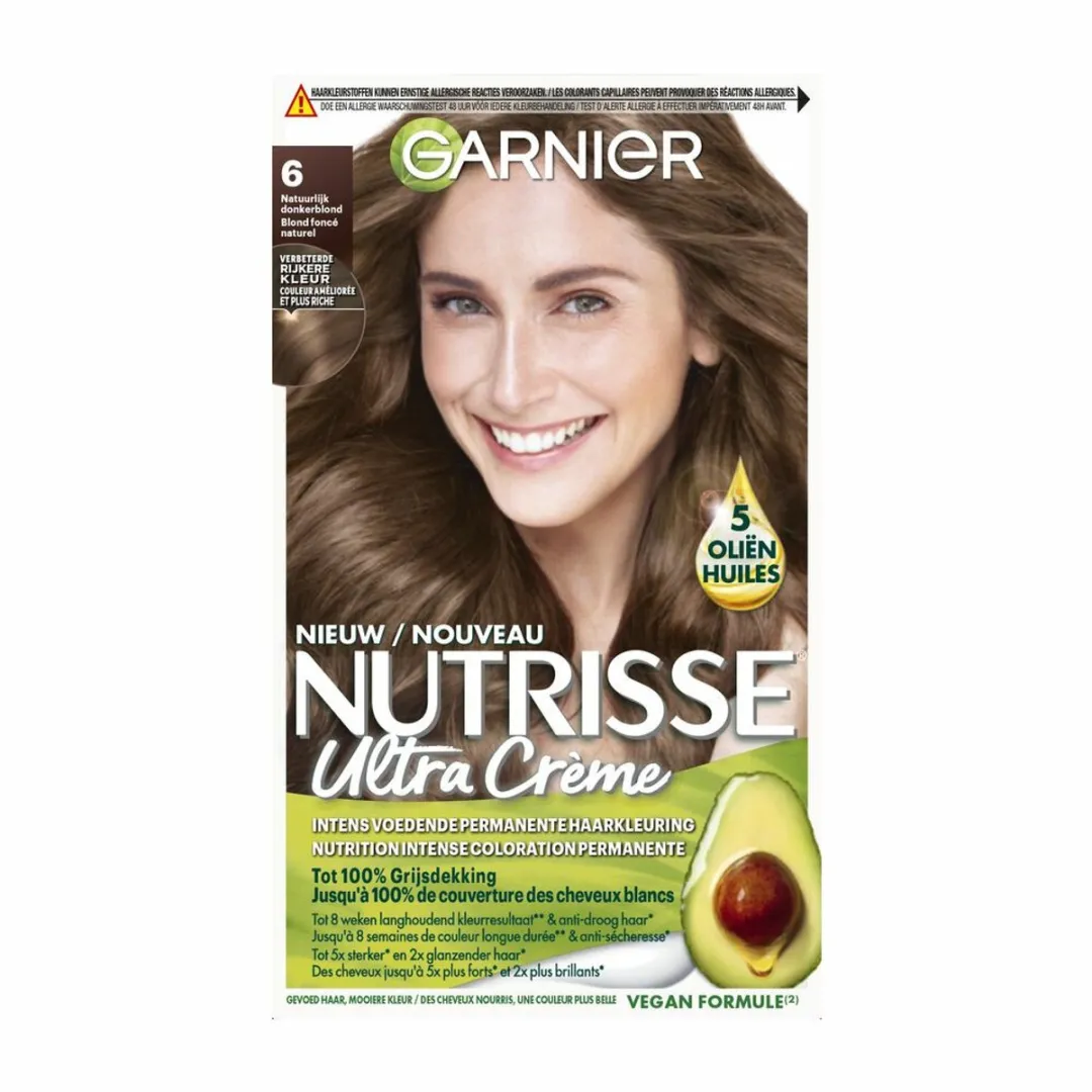 Garnier Nutrisse Ultra Crème 6 Natuurlijk Donkerblond Haarkleuring - 5 Stuks