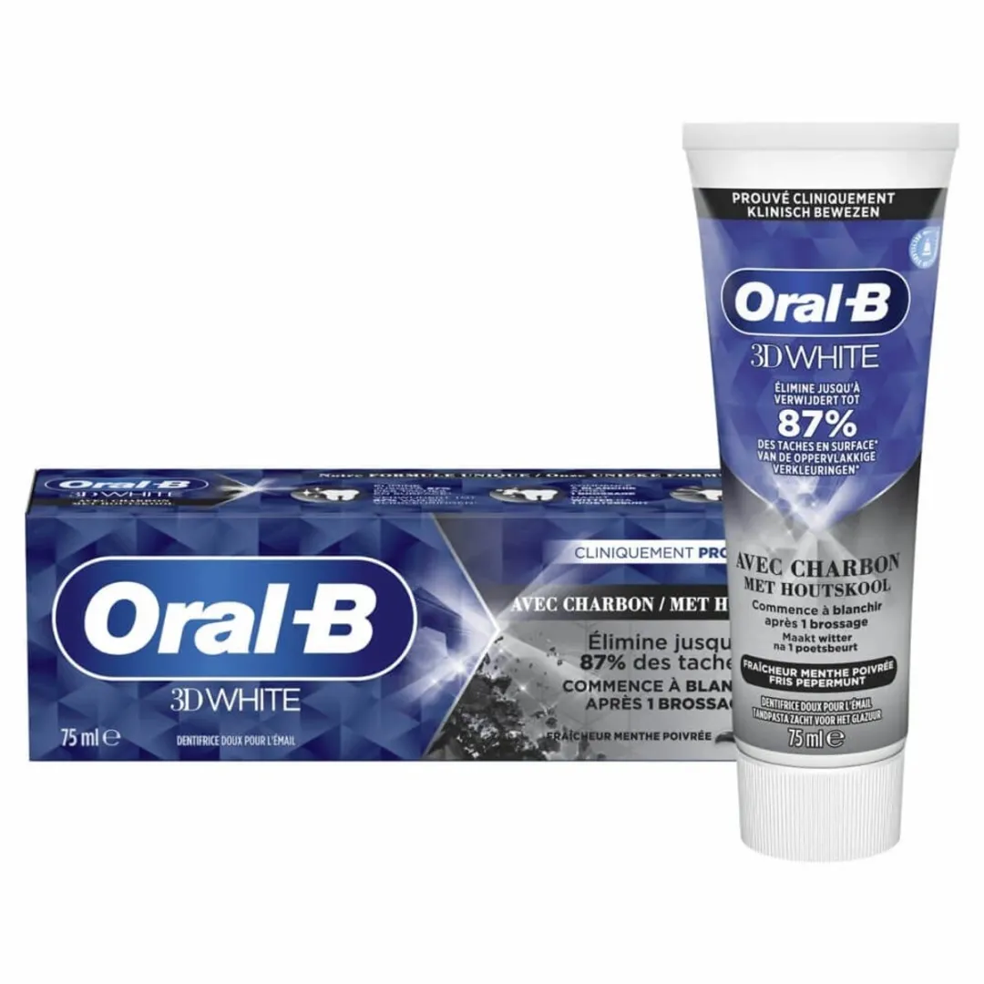 Oral-B Tandpasta 3D White Houtskool 75ml - 24 Stuks