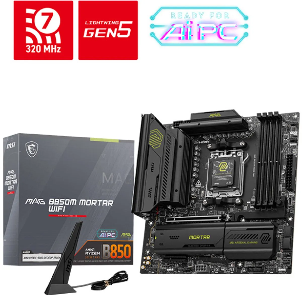 MSI MAG B850M MORTAR WIFI AM5 moederbord - microATX - afbeelding 6 van 6