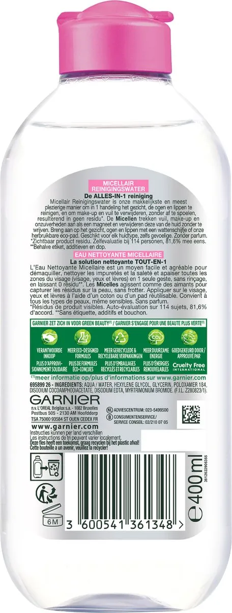 Garnier SkinActive Micellair Water 1200ml - 3 Stuks