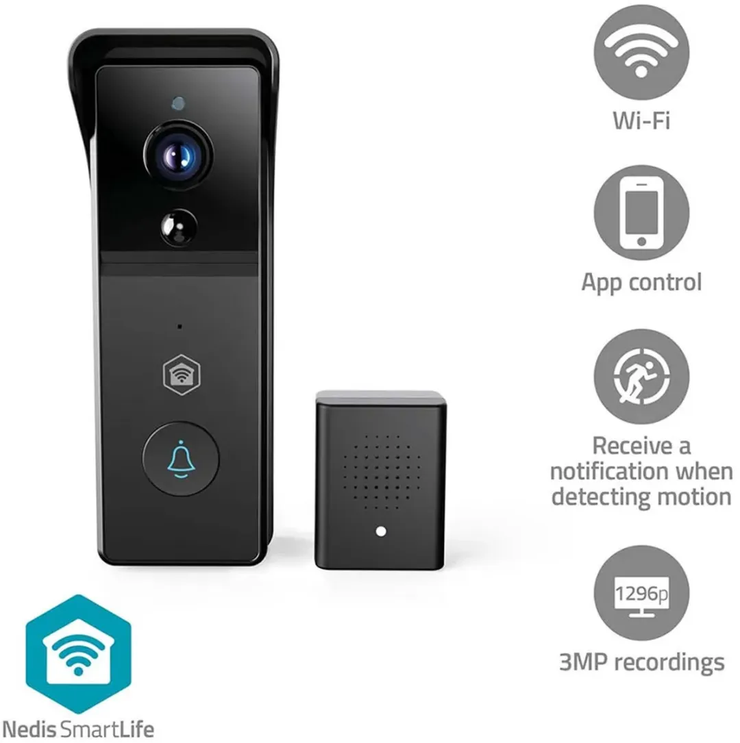 Nedis SmartLife Video Deurbel 3MP WIFICDP21BK