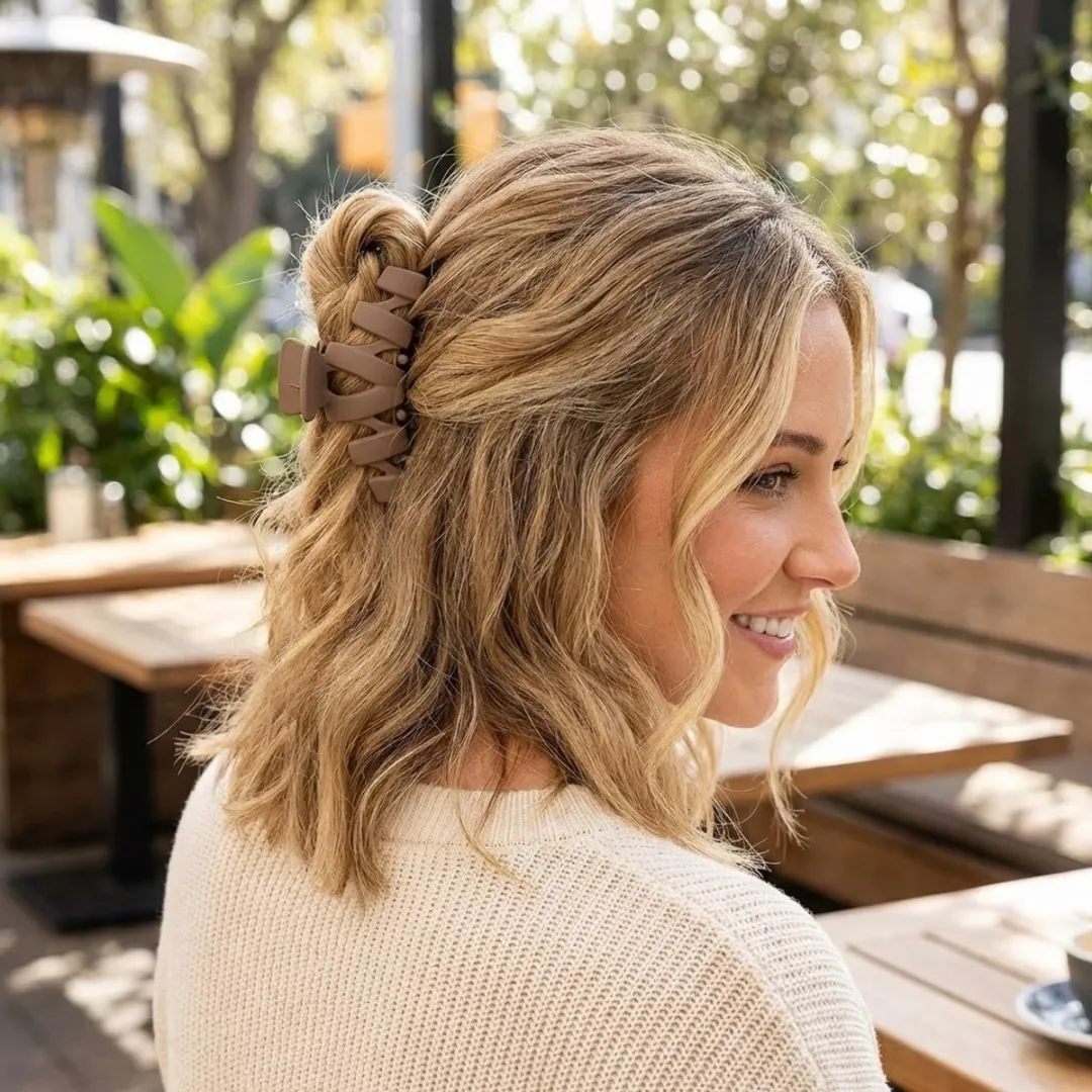 NuveX Bruin Taupe Haarclip - Kunststof Accessoire