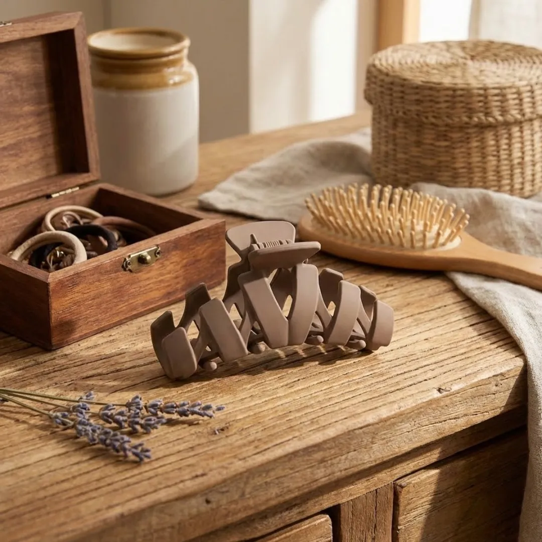 NuveX Bruin Taupe Haarclip - Kunststof Accessoire