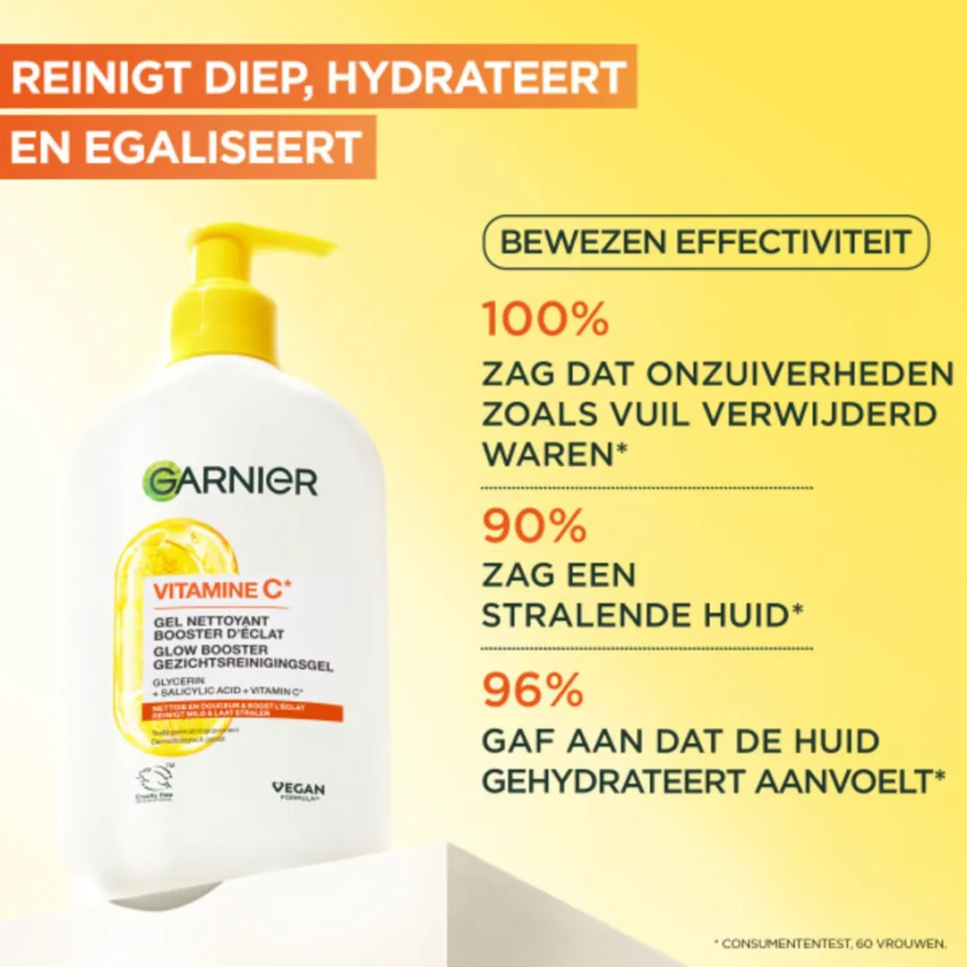 Garnier SkinActive Vitamine C Glow Booster Gezichtsreiningsgel - 250 ml