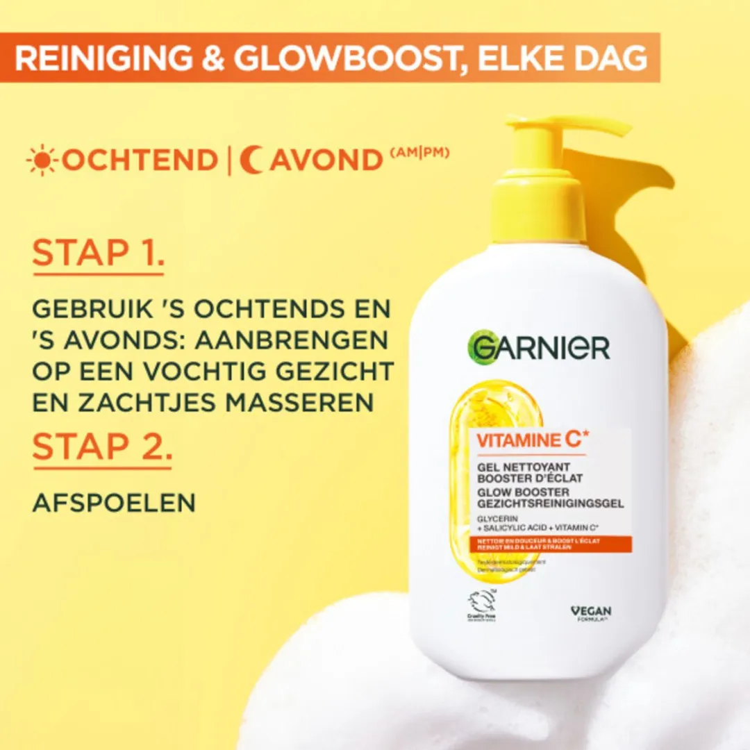 Garnier SkinActive Vitamine C Glow Booster Gezichtsreiningsgel - 250 ml