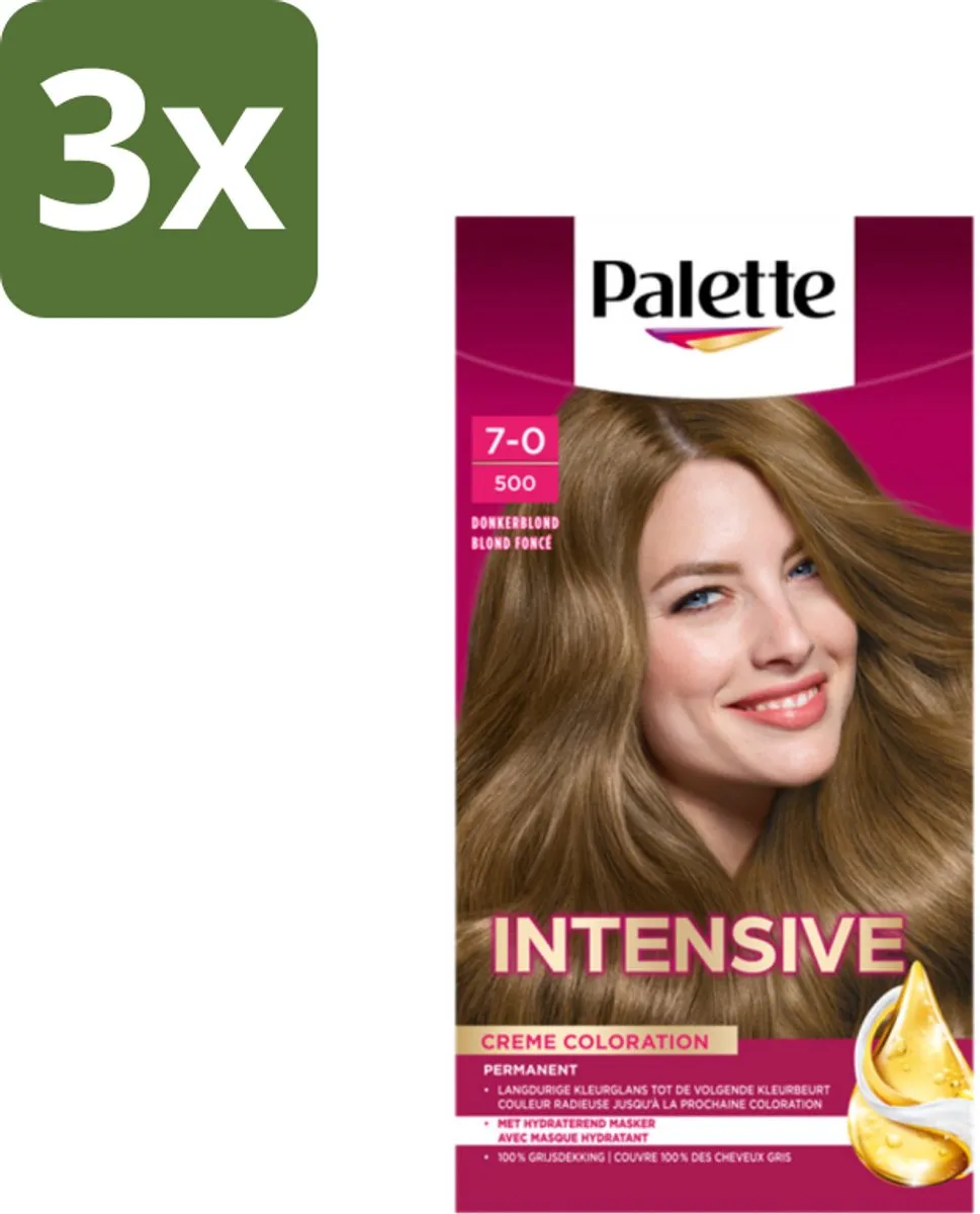 Schwarzkopf Palette Intensive Oil-Care 500 Donkerblond Haarverf - 3 Stuks