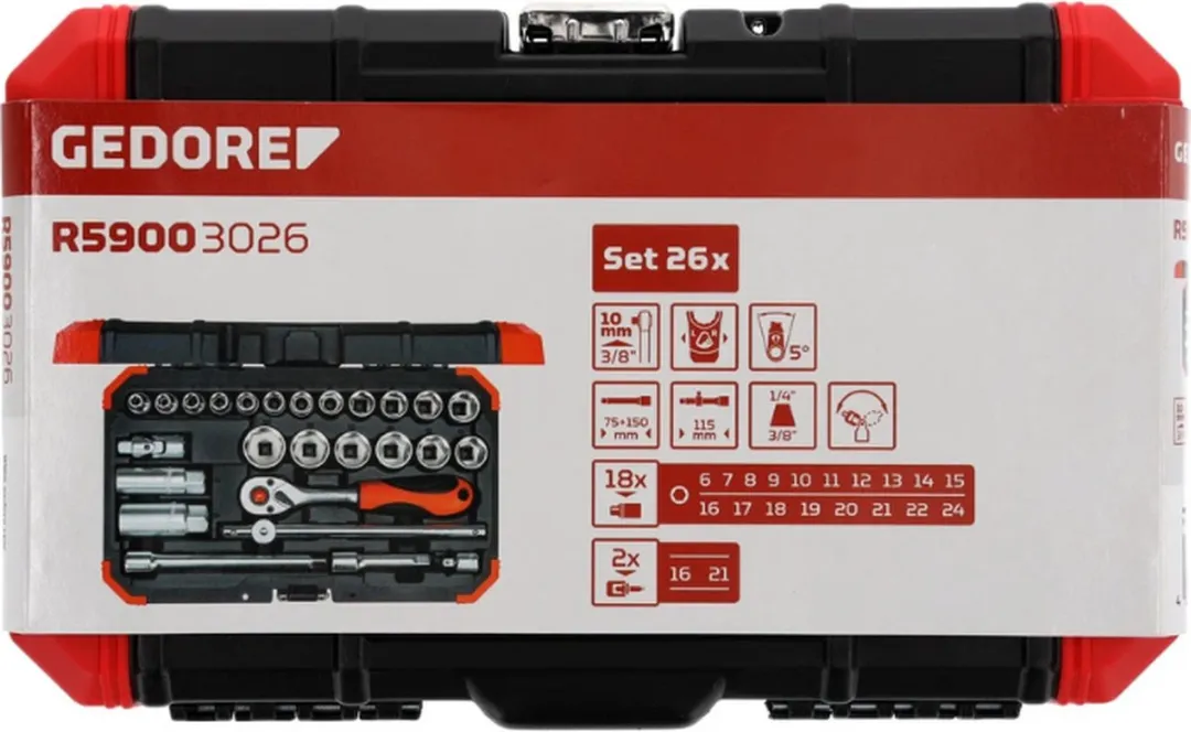 Gedore RED R59003026 Dopsleutelset 26-delig