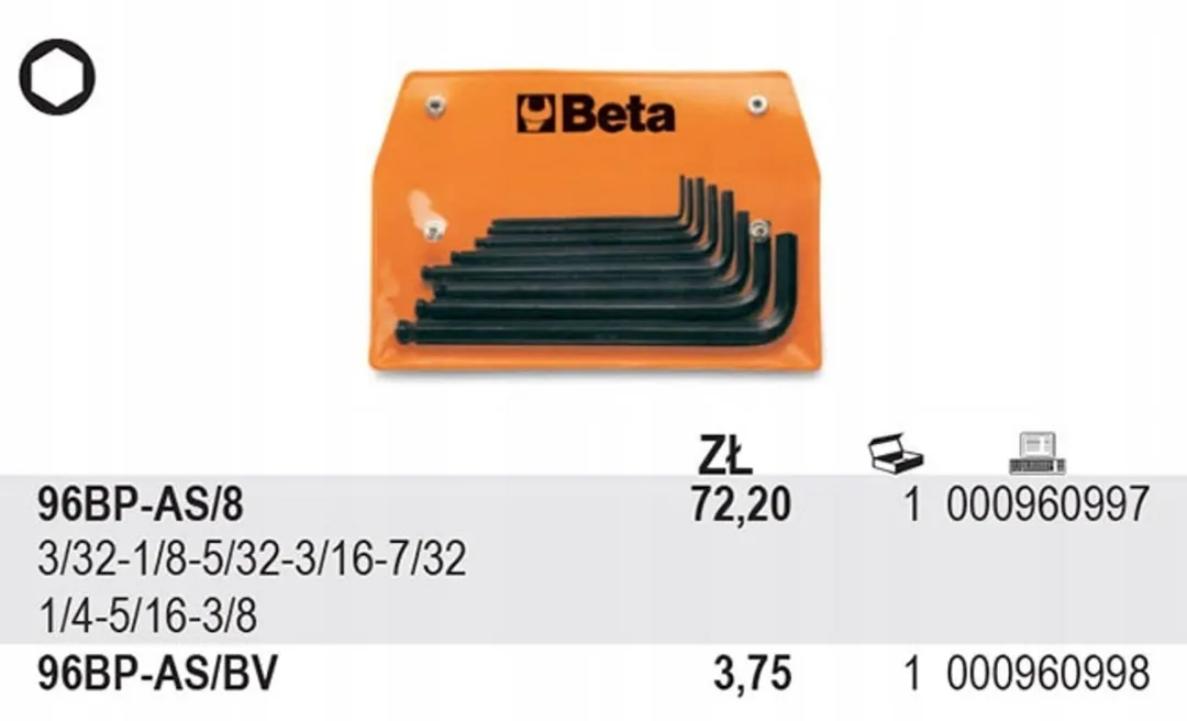 Beta Dopsleutelset 8-delig - Inch maten
