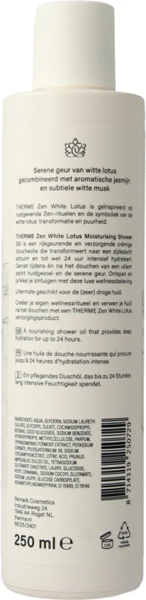 Therme Moisturising Shower Oil Zen White Lotus 250ml