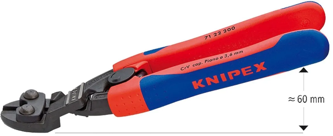 Knipex 71 22 200 Boutensnijtang - 20° gebogen kop