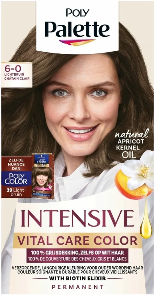 Schwarzkopf Poly Palette Haarverf 6-0 Lichtbruin - 805ml (7x115ml)