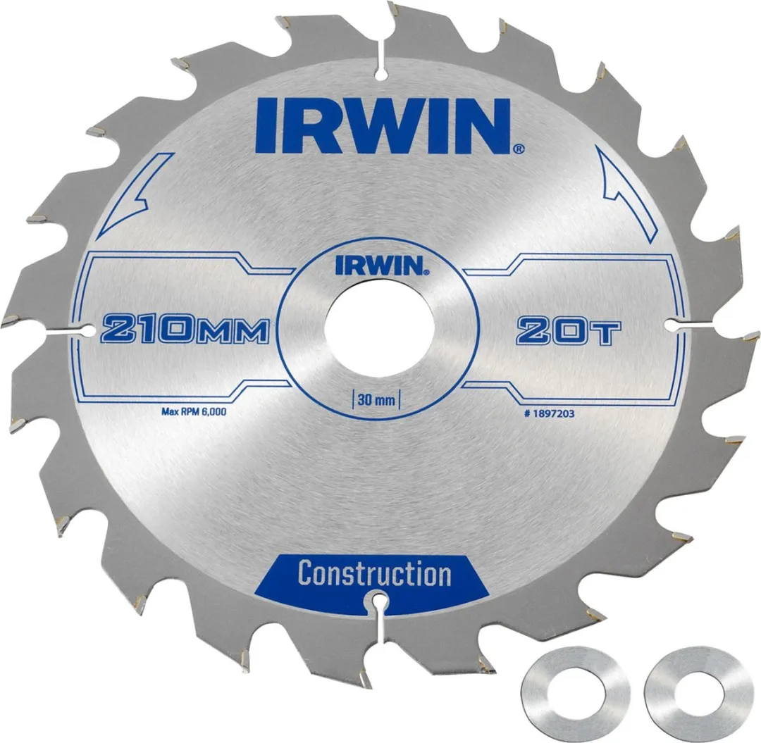 Irwin Construction Cirkelzaagblad 210mm 20T - Asgat 30mm - afbeelding 2 van 2