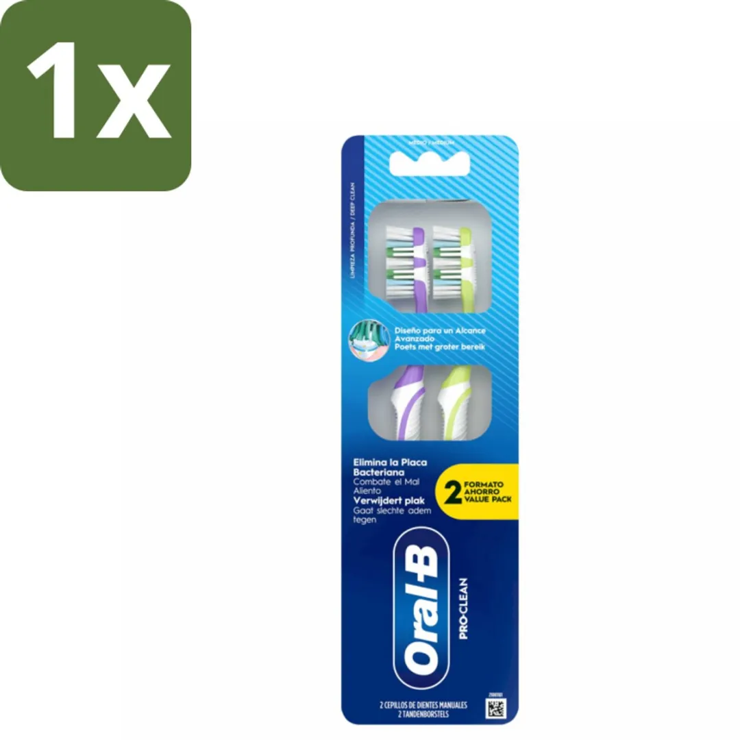 Oral-B - Pro-Clean – Tandenborstel – Manueel – 2-pack - 1 stuk