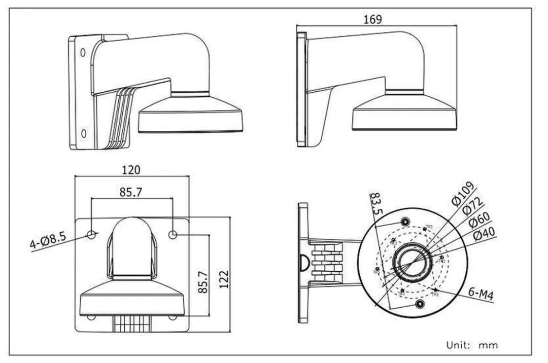 Hikvision Aluminium Beugel Wit - 1 Stuk