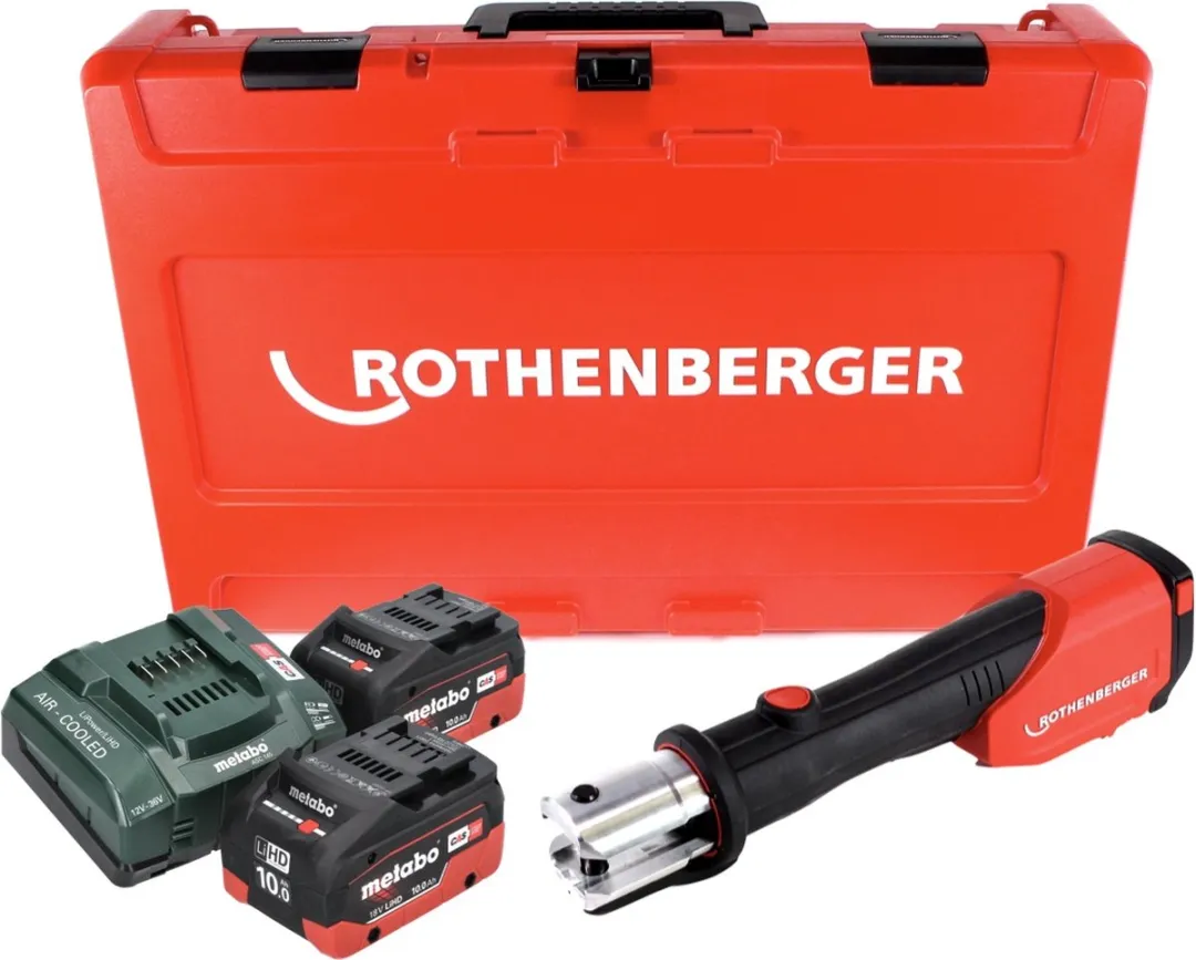 Rothenberger ROMAX 4000 Accu-persmachine 18V 34kN - 2x Accu 10Ah + Oplader + Koffer - Rood/Zwart
