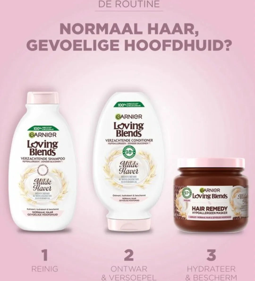 Garnier Loving Blends Milde Haver Conditioner 250ml - 3 Stuks